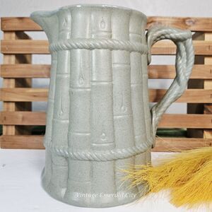 Vtg Salt Glazed Drabware Relief Pitcher Jug Ridgway Pottery Staffordshire Bamboo